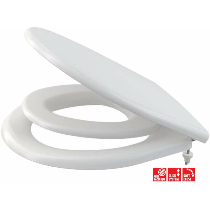 Toiletzittingen - Abattant wc avec insert intégré, antibactérien, SoftClose, blanc A606 - Alcadrain