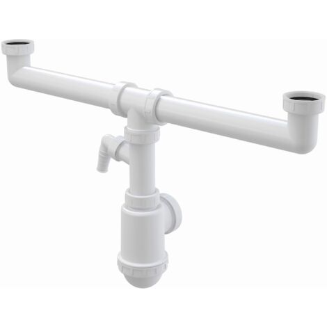 Alcaplast A448P Doppio sifone per lavello, Bianco