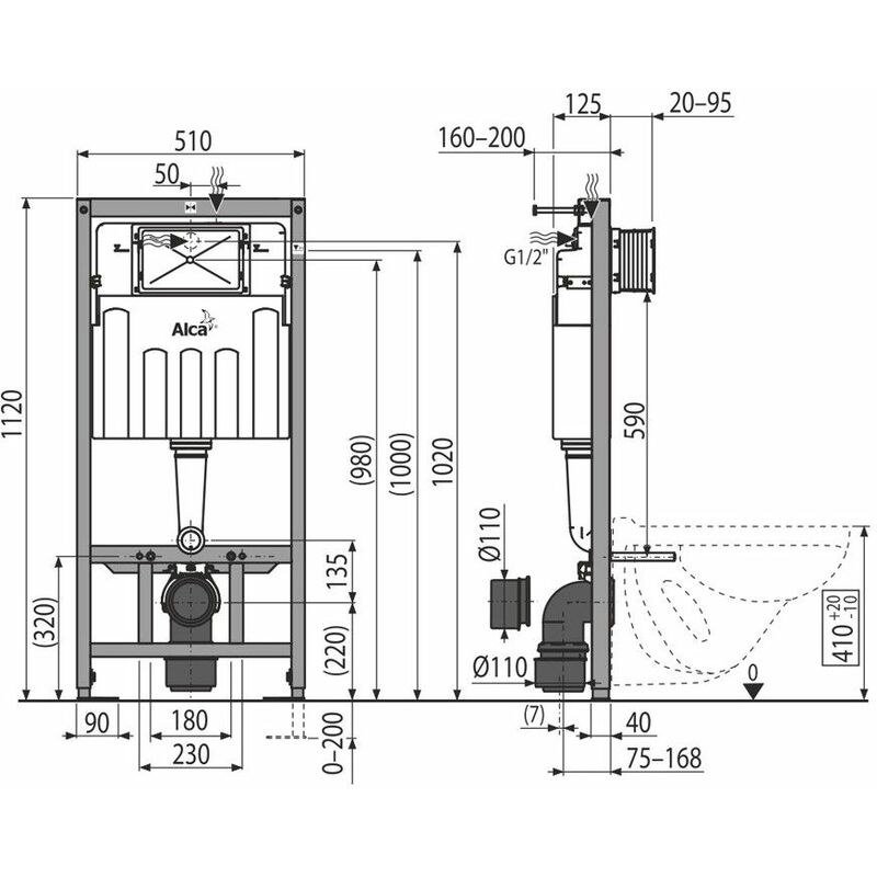 112cm Wc Vorwandelement Fur Trockenbau Unterputzspulkasten