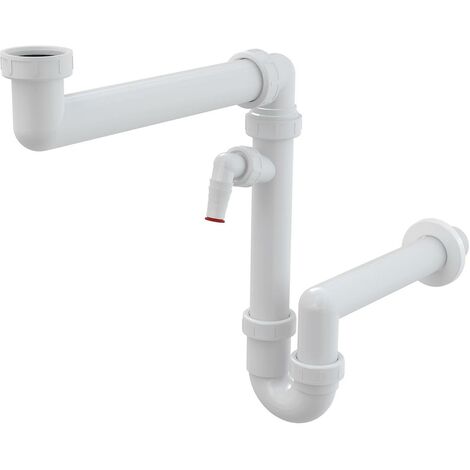 AlcaPlast Raumsparsiphon für Spülbecken mit Überwurfmutter 6/4" mit Geräteanschluss A872P