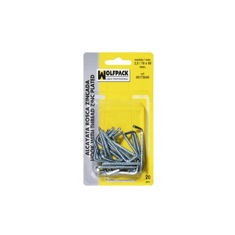 

Alcayatas rosca zincada 3,5 / 19x60 mm. (blister 20 piezas)