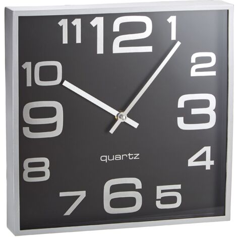 Alco-Albert 187 – 11 Orologio da Parete, Circa 28, 3 X 4, 1 cm, Argento Nero, Plastica, Nero Argento, 28.3 x 28.3 x 4.1 cm