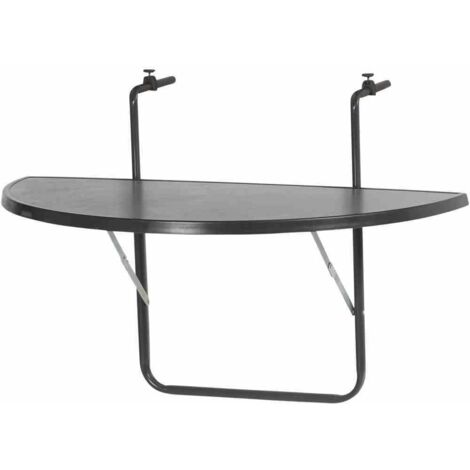 ALCO Balkonhängetisch Balkontisch, halbrund, 100x50 cm, Gestell aus Stahl in anthrazit, Tischplatte aus top kunststoffbeschichtet in anthrazit, 16mm stark, halbrund, höhenverstellbar, empfohlen für ma