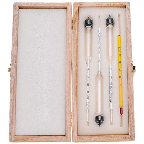 ZVD Alcohol Meter with Thermometer - Alcohol Content Hydrometer - Set of 3 Pieces