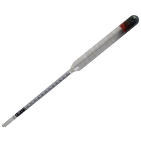 Alcoholímetro de vidrio 21 cm – escala 0–100% – para destilados y licores
