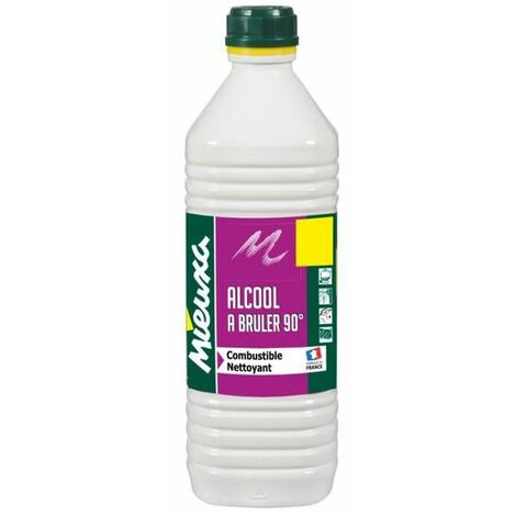 Alcool à brûler 90° 1 litre – Dégraissant pour surfaces – Nettoyage vitres, miroirs et textiles – Protection antigel lave-glaces – Mieuxa