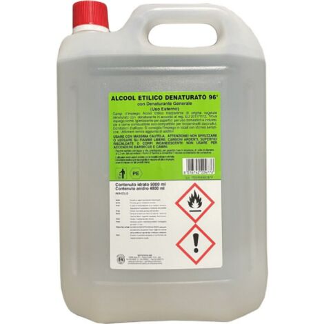 Alcool Etilico Denaturato 96° Bianco 4x5 Litri per Pulizia Domestica e Professionale