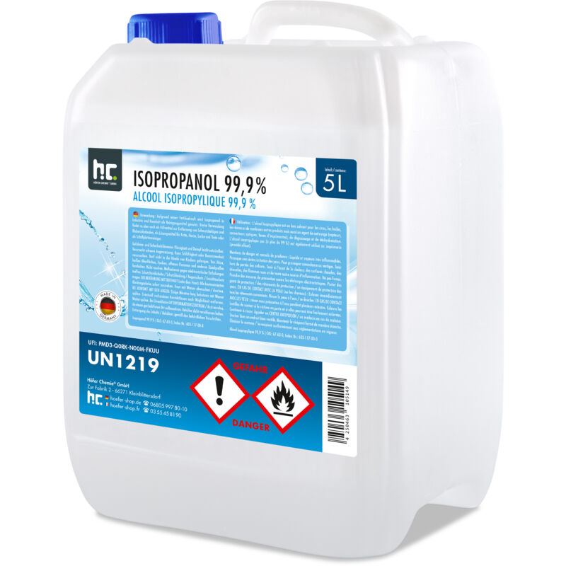 4 x 5 Litre Alcool isopropylique 99,9 %