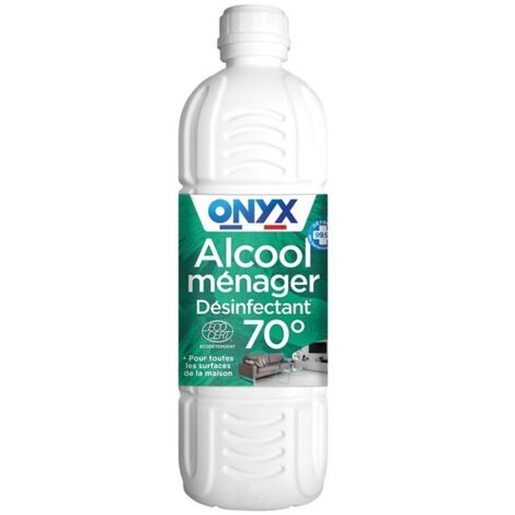 Alcool ménager 1 litre – Désinfectant multi-surfaces à 70° – Élimine 99,9% des bactéries – Formule certifiée Écocert – Onyx