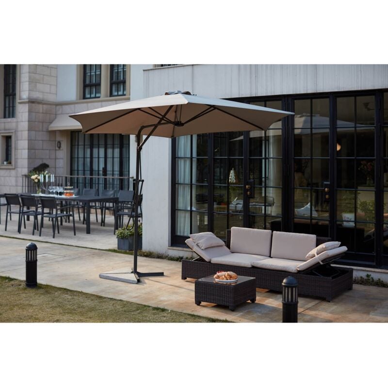 

Concept-usine - Alcudia Gris: Parasol redonda con apertura innovadora - Gris