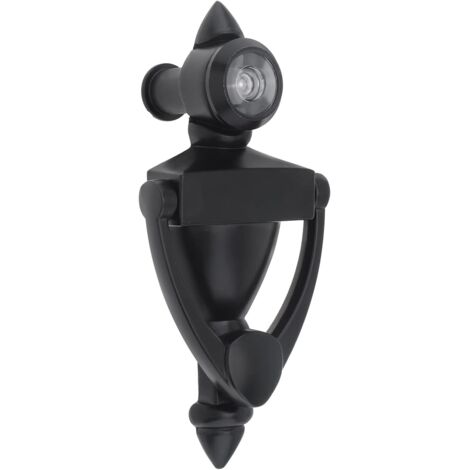 Aldaba de puerta y visionario, aldaba de 12 cm de alto, orificio de visión de 180 grados, orificio de 9/16 de pulgada, para puertas de 1-3/8" a 1-7/8" de espesor, color negro