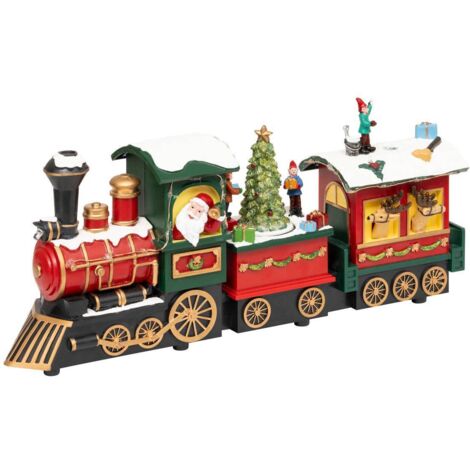 Aldea luz Papá Noel tren muñeco de nieve 12 LED musical  - Atmosphera créateur d'intérieur