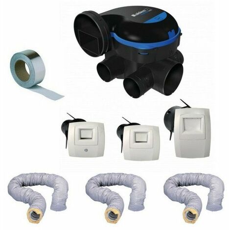 Aldes – Kit complet VMC hygro premium basse consommation – 1 bouche cuisine + 4 bouches sanitaires – Débit ajustable selon humidité – Installation facile