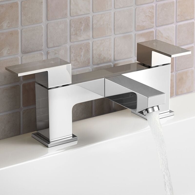 Neshome - Aldo Modern Bathroom Chrome Deck Mounted Solid Brass Bath Filler Tap