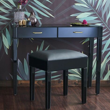 main image of "Aleanor Mirrored Dressing Table with Stool - Black - black"
