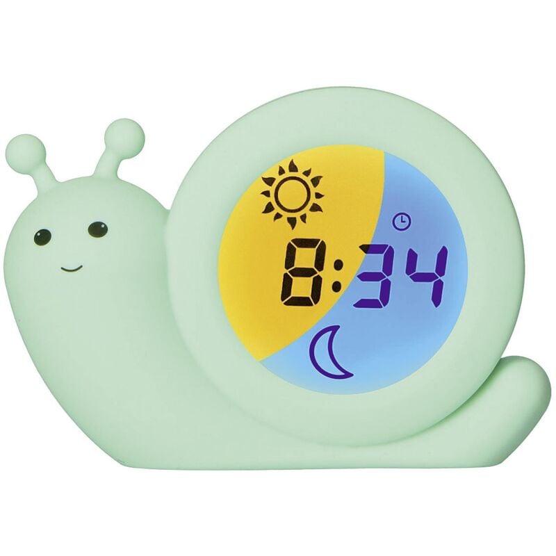 Alecto - BC110BE simon - Veilleur, veilleuse et réveil, escargot, vert menthe