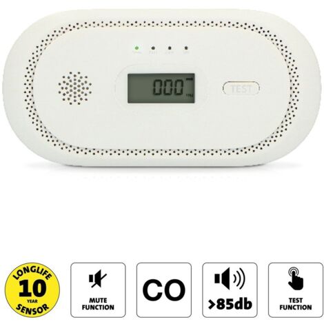 Alecto Kohlenmonoxidalarm mit 10 Jahren Sensorlaufzeit und Display