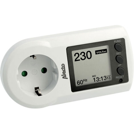 ALECTO Stromverbrauchsmonitor (3xLR44 nicht im Lieferumfang enthalten) (16A 250V), weiße Farbe