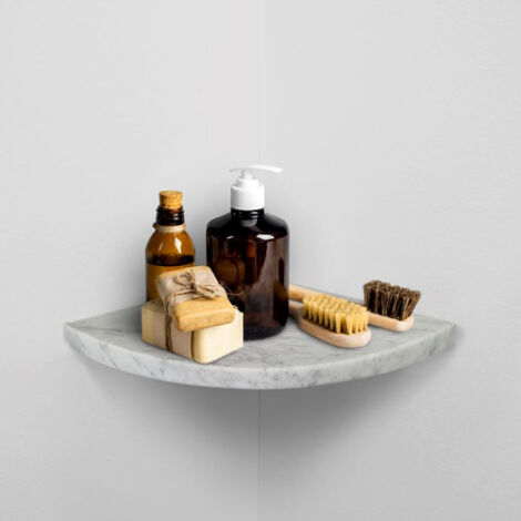 ALEDA STONE Easy Shelf Mensola doccia multiuso angolare a scomparsa in marmo naturale bianco carrara codice prod: BCAAS1LU18