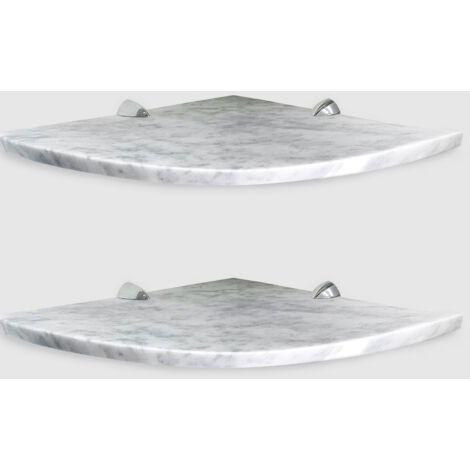 ALEDA STONE Quick Shelf 2 mensole angolari in marmo naturale bianco carrara lucido cm 22,9 con 4 reggimensola codice prod: BCAA2QLU15