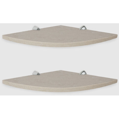 ALEDA STONE Quick Shelf 2 mensole angolari in marmo naturale sabbia chiara lucido cm 22,9 con 4 reggimensola codice prod: SBHA2QLU15