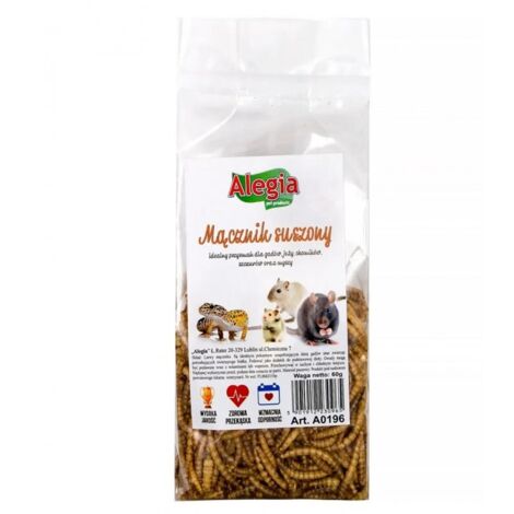 Alegia Getrocknete Mehlwürmer für Nagetiere und Vögel, 60 g, gluten- und zuckerfrei