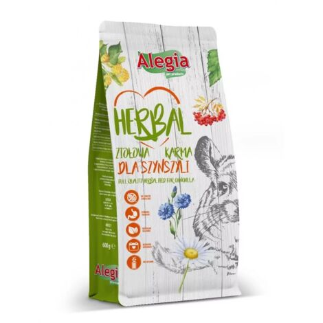 ALEGIA HERBAL ALIMENTATION POUR CHINSCHILLA, MÉLANGE D'HERBES, NOURRITURE POUR RONGEURS 600G