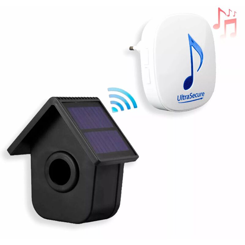 Ultra Secure - Alerte de passage 600m - Détecteur de mouvement autonome 2 panneaux solaires & carillon 35 mélodies (DA600+)