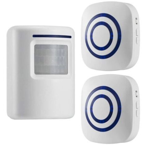 Alerte de voie sans fil : sonnette de porte avec détecteur de mouvement infrarouge, 2 récepteurs et 1 capteur, 38 sonneries - indicateur LED.