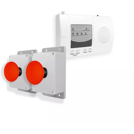 Alerte panique 900m sans fil - 2 boutons coup de poing sur piles & Carillon - 4 zones / 4 Sortie NO / NC & 1 sortie 12V