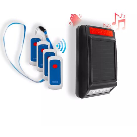 Alerte panique performance autonome sans-fil 900m longue distance 4 boutons mobiles ou fixes sirène extérieure (DA600+)