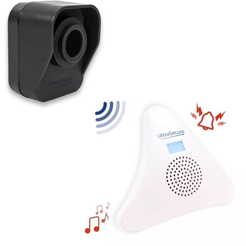 Ultra Secure - Alerte passage 600m 'classic' - Détecteur mouvement autonome & carillon triangle 35 mélodies volume réglable (DA600+)