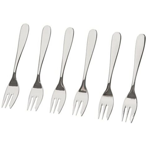 Alessi 5180/16 Nuovo Milano Forchetta da Dolce in Acciaio Lucido, Set da 6