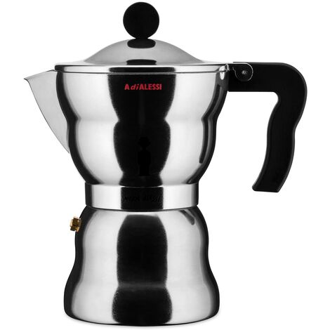 Alessi AAM33/6 - Caffettiera Espresso di Design, Corpo in Alluminio, Manico e Pomolo in Resina Termoplastica, 6 Tazze