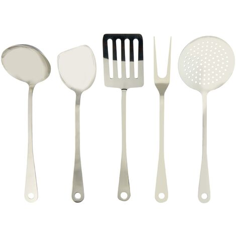Alessi Ajm19S5 L Set Di Mestoli Da Cucina Di Design In Acciaio Inossidabile 18/10, Cinque Pezzi, Argento