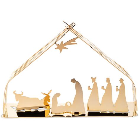 Alessi Bark Crib Presepe, Acciaio Inossidabile 18/10, Dorato, Oro, 11 x 24 x 16