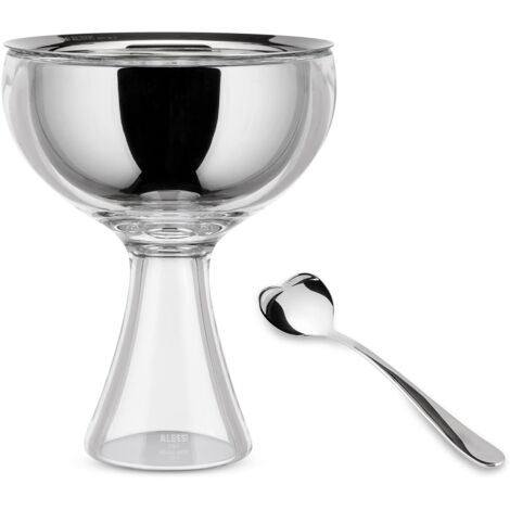 Alessi Big Love AMMI01S I - Set con Coppa per Gelato in Acciaio Inossidabile 18/10 e Resina Termoplastica e Cucchiaino da Gelato in Acciaio Inossidabile 18/10 Lucido, Ghiaccio