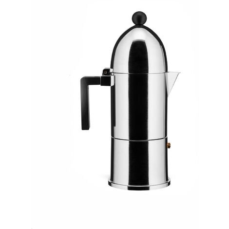 Alessi Caffettiera, Alluminio, Nero, 10 cm