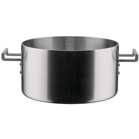 Alessi Convivio DC101/24 - Casseruola a Due Manici in Trilamina di Design, Adatta a Induzione, in Acciaio Inossidabile e PVD con Fondo in Acciaio Magnetico, 24 cm, Satinata