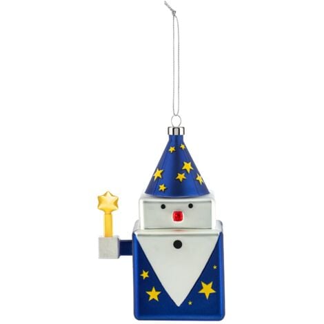 Alessi Cubomago GJ02 10 - Decorazione Natalizia di Design Vintage, Raffigurante un Mago, in Vetro Soffiato Decorato a Mano, Multicolore