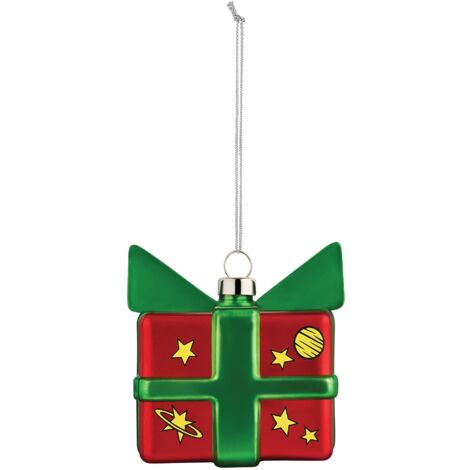Alessi Decorazione Natalizia in Vetro soffiato Decorata a Mano, Multicolore, 7 cm x 7 cm x 5 cm