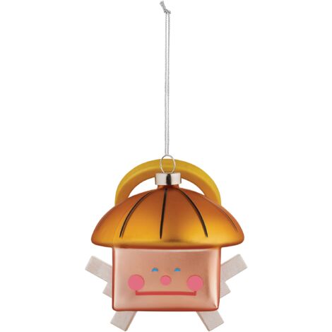 Alessi Decorazione Natalizia in Vetro soffiato Decorata a Mano, Multicolore, 8.5 cm x 8 cm x 7 cm