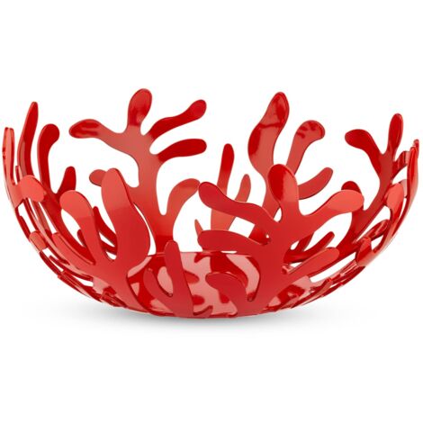 Alessi ESI01/25 R Mediterraneo Fruttiera, Acciaio Colorato con Resina Epossidica, Rosso