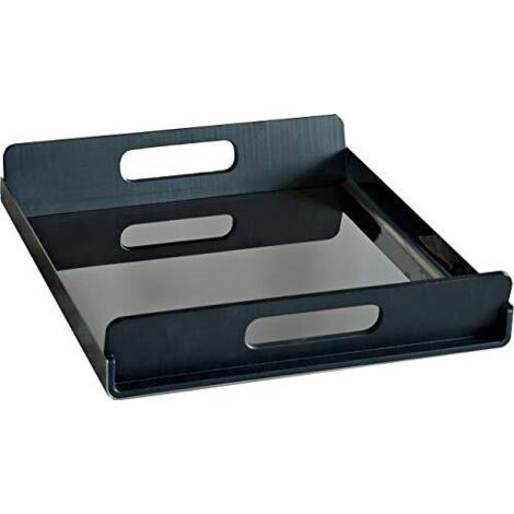 Alessi GIA01/45 Vassily Vassoio Rettangolare in Acciaio Inossidabile 18/10 Lucido con Manici in Resina Termoplastica, Nero