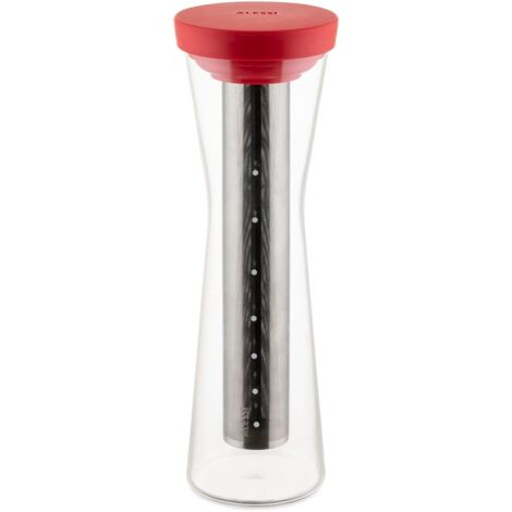 Alessi GIA31 R Caraffa per caffè Freddo Filtrato, Vetro borosilicato,Resina termoplastica, Rosso