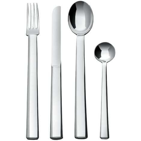 Alessi JH01S24 Rundes Modell, Servizio di Posate in Acciaio Inossidabile 18/11, Colore: Argento, Finitura Lucida, 3.3 x 36.5 x 4.5 cm