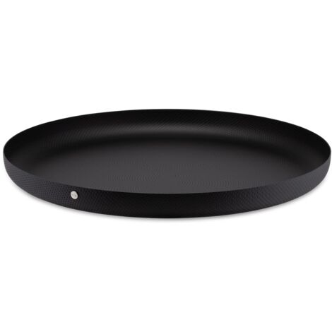 Alessi JM14/35 BT - Vassoio Rotondo di Design in Acciaio Colorato con Resina Epossidica e Decoro a Rilievo, Nero, 35 cm