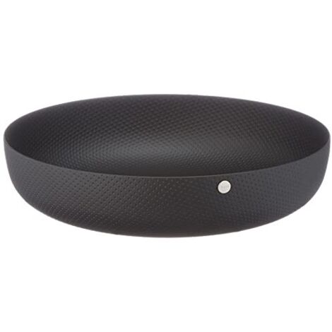 Alessi JM17/21 BT - Cestino Rotondo di Design, in Acciaio Colorato con Resina Epossidica e Decoro a Rilievo, Nero, 21 cm