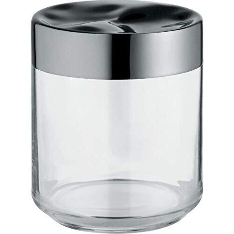 Alessi Julieta LC08 - Barattolo Ermetico da Cucina di Design, Corpo in Vetro con Coperchio in Acciaio Inossidabile 18/10, 75 cl