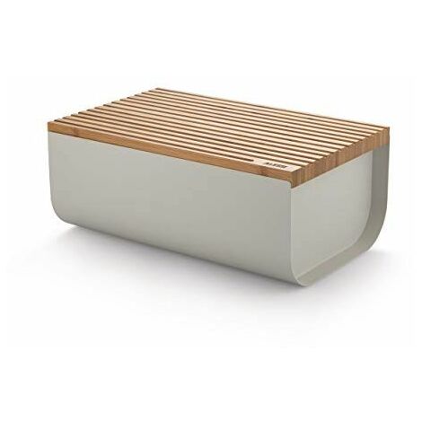 Alessi Mattina BG03 WG - Boîte à Pain Design, Acier Coloré avec Résine Époxy et Bois de Bambou, Warm Grey